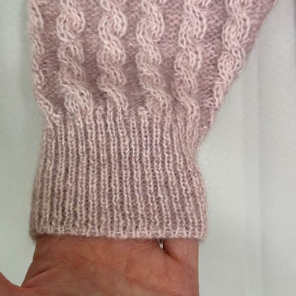 Vintage 80s Damas Creazioni Lilac Beaded Cable Knit Cardigan Sweater Medium - Picture 7 of 12